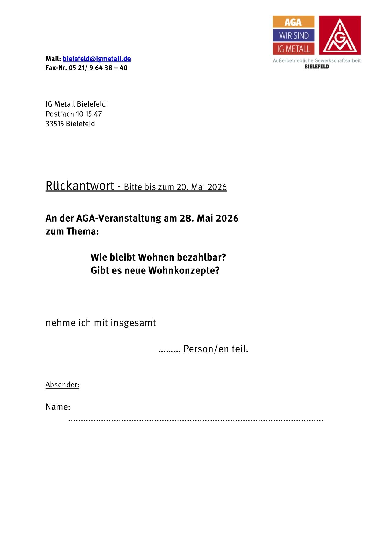 Anmeldung Info-Nachmittag 