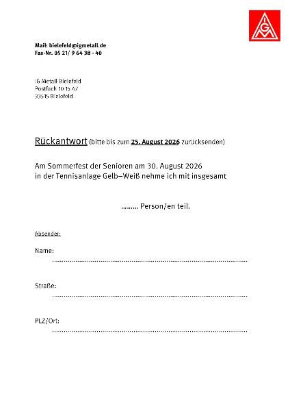 Anmeldung AGA Sommerfest 2026