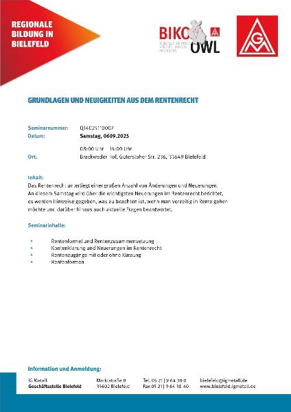 Neues aus dem Rentenrecht, 06.09.2025