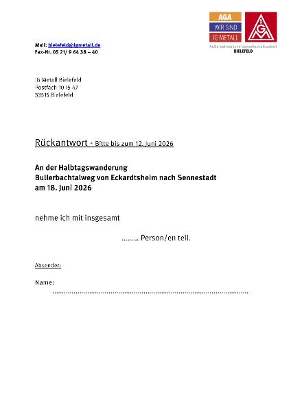 Anmeldung: Wanderung Bullerbachtalweg
